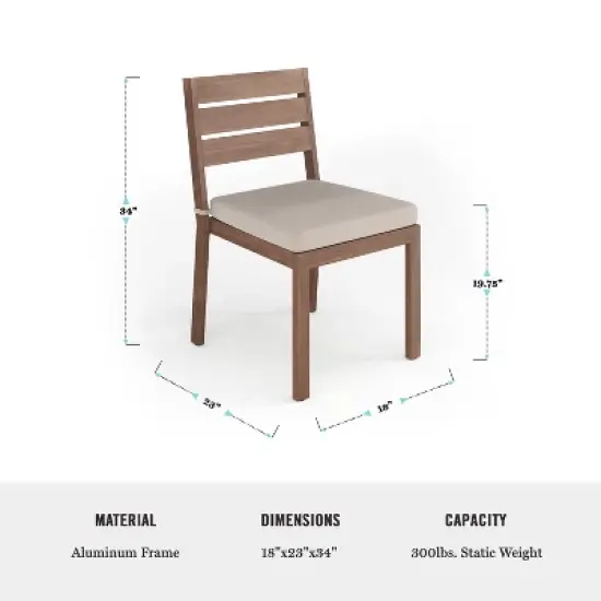 Martha Stewart Bedford Indoor-Outdoor Patio Set with 62" Table and 6 Dining Chairs with Brushed Woodgrain Aluminum Finish and All-Weather Seat Cushion image {9}