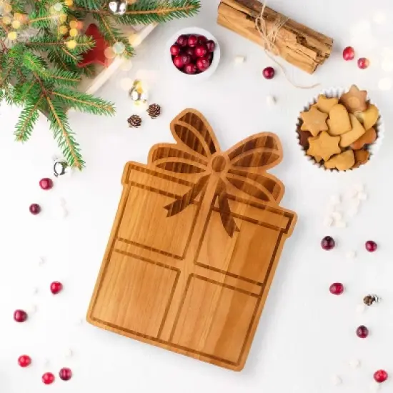 Slickblue Festive Gift Box Wood Board 11.25"x15" - Perfect for Celebrations & Holiday Entertaining image {1}