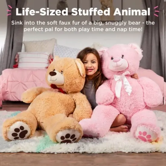 Best Choice Products 38in Giant Soft Plush Teddy Bear Stuffed Animal Toy w/ Bow Tie, Footprints image {1}