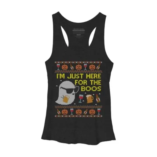 Women's Design By Humans Funny Here For The Boos Ugly Halloween Sweater By DragonTee Racerback Tank Top image {7}