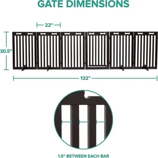 Arf Pets 30.5" Tall Freestanding 6-Panel Folding Dog Gate image {4}
