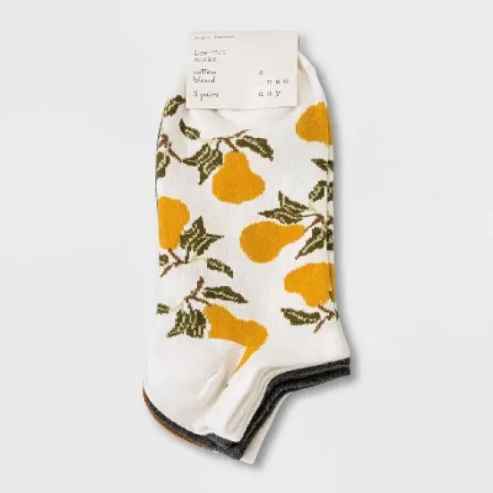 Women's Pear 3pk Low Cut Socks - A New Day&trade; 4-10: Botanical Knit, Tagless Design image {1}