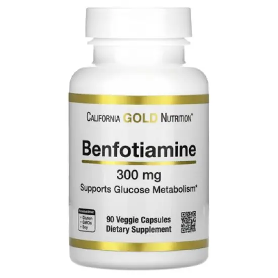 California Gold Nutrition Benfotiamine, 300 mg, 90 Veggie Capsules image {5}