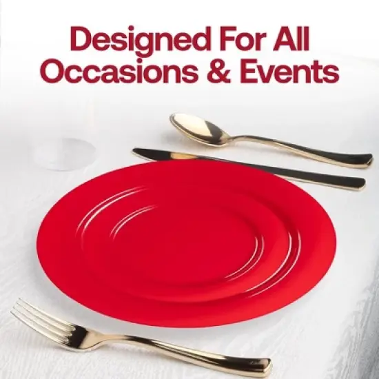 Smarty Had A Party 7.5" Solid Red Holiday Plastic Salad Plates - 120 pcs image {6}