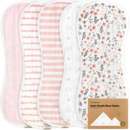 KeaBabies 5pk Organic Softe Muslin Burp Cloths for Baby Girls and Boys, Large Absorbent Burping Cloths for Babies, Baby Burp Clothes image {16}