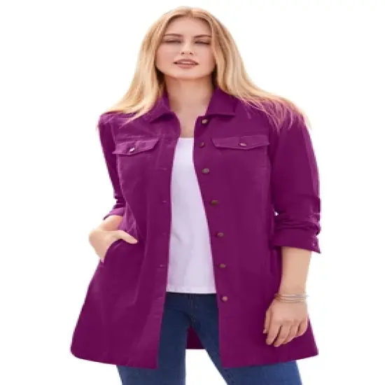 Jessica London Women&rsquo;s Plus Size Long Denim Jacket image {18}