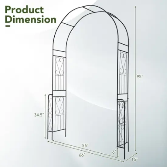 Tangkula Garden Arch Arbor Trellis 7.9 FT Metal Pergola Arbor w/ Elegant Pattern & Arc Top Design Galvanized Metal Pipes image {7}