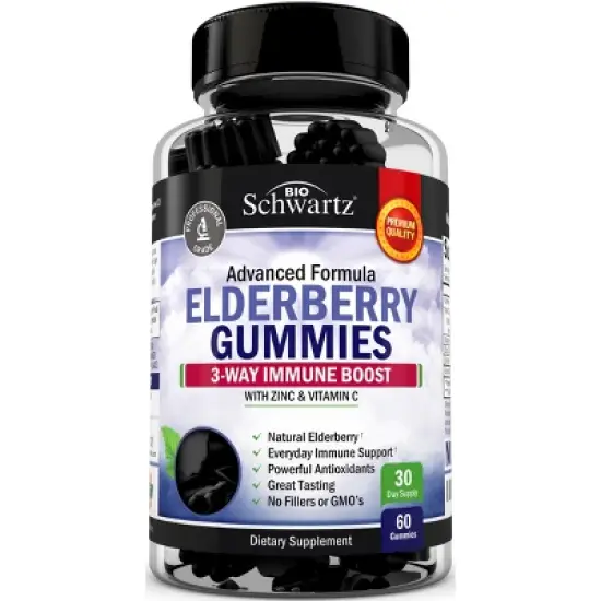 Elderberry Gummies, Bioschwartz, Berry Flavored Gummies for Immune Support, 60ct image {8}