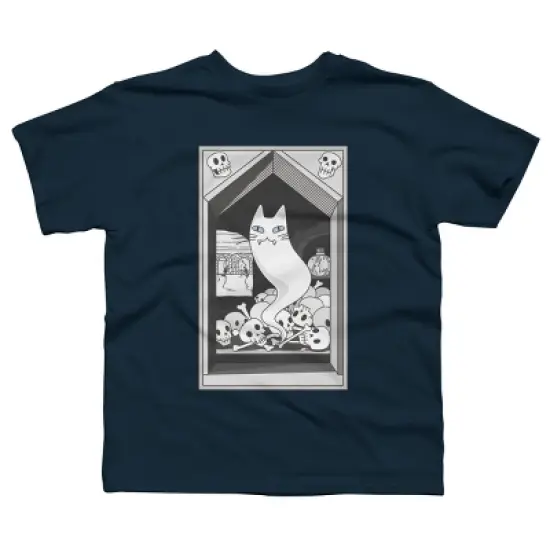 Boy's Design By Humans Ghost cat the Keeper of the Crypt By runcatrun T-Shirt image {3}