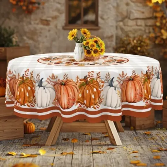 LOVEVOOK Thanksgiving Tablecloth, Fall Tablecloth, Pumpkin Table Cloth, Autumn Harvest for Christmas, Holiday, Birthday, Harvest image {12}