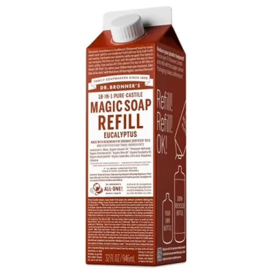 Dr. Bronner's Pure Castile Liquid Soap Bodywash Refill Carton - Eucalyptus - 32 fl oz image {1}