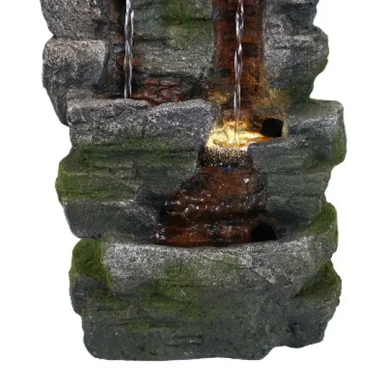 Sunnydaze Indoor Home Office Polyresin Towering Cave Waterfall Tabletop Water Fountain with LED Light - 14" image {4}