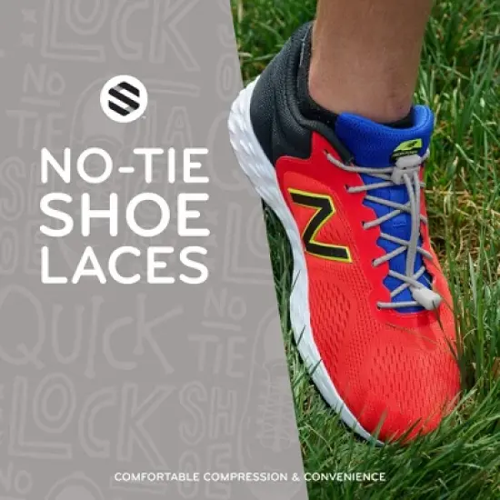 The Original Stretchlace Quick Lock No-Tie Elastic Shoelaces &ndash; Grey Adjustable Shoe Laces (1 Pair) image {6}