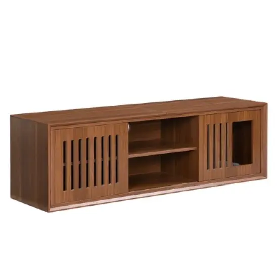 Gulches Walnut Mid-Century Modern Pet Friendly TV Stand with Extendable Table image {8}
