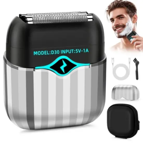 Men's Electric Razor with Smart Sensor - Waterproof Foil Shaver with 3D Floating Blades, USB-C Rechargeable, Travel Case Included image {9}