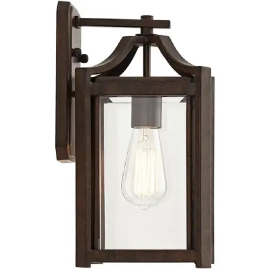 Franklin Iron Works Rockford Rustic Farmhouse Outdoor Wall Light Fixture Bronze 12 1/2" Clear Beveled Glass for Post Exterior Barn Deck House Porch image {6}
