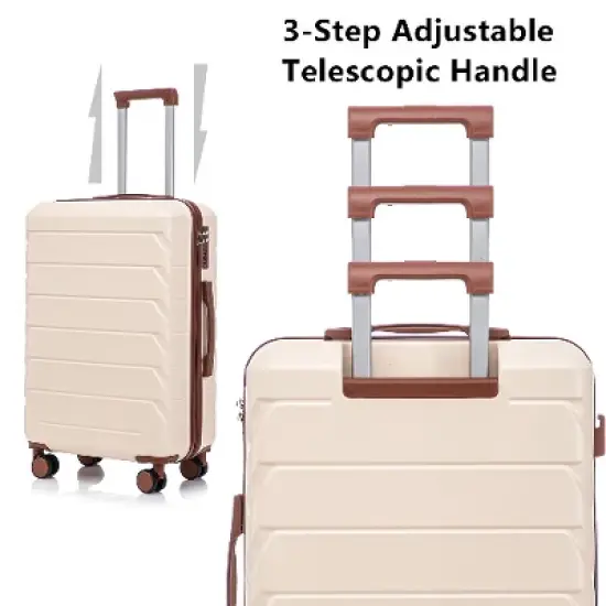 Lyngins 3-Piece Stylish Vertical Stripe Family Hardside Luggage Set &ndash; 20" Carry on Luggage, 24" & 28" Suitcases, Waterproof Anti-Scratch ABS Shell image {4}