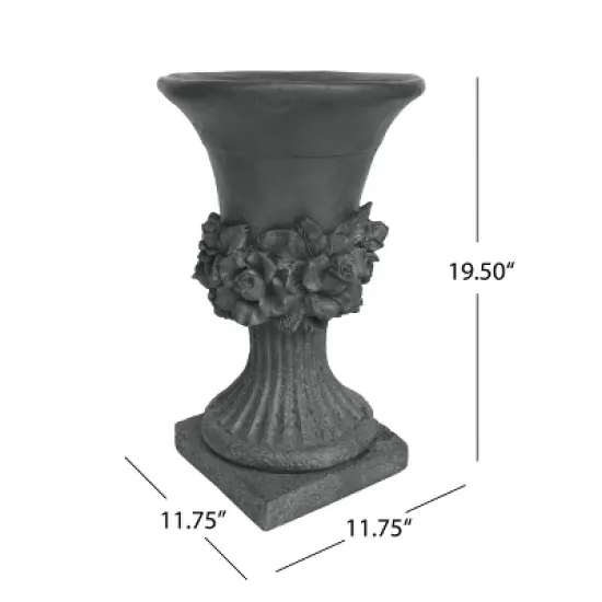 GDFStudio Silber Outdoor Traditional Roman Chalice Garden Urn Planter with Floral Accents image {2}