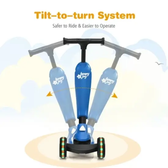 Honeyjoy Portable 3 Wheel Kids Scooter with Gravity Steering System  Purple\Blue\Green image {6}