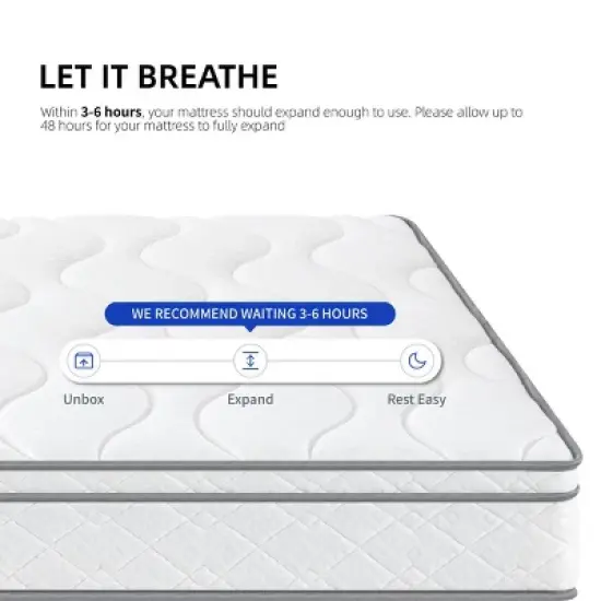 Coolbibila 10 Inch White Memory Foam Gel Bed Mattress and Box Spring,10 Inch Medium Firm Hybrid Mattress in a Box,CertiPUR-US Certified image {5}