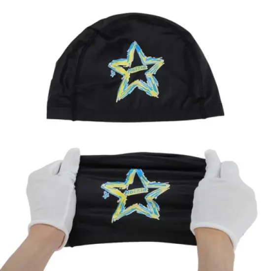 Unique Bargains Knitted PU Elastic Star Pattern Swim Cap 1 Pc image {4}