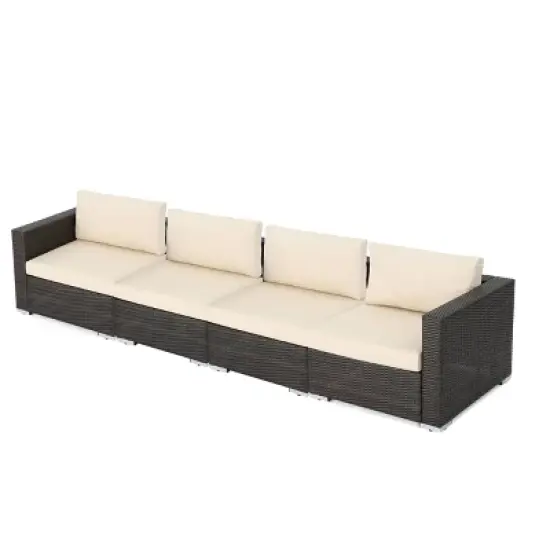 Christopher Knight Home 4pc Santa Rosa Wicker Outdoor Furniture Sofa Set Multibrown/Beige image {8}