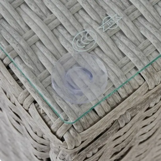 7pc Wicker Patio Conversation Set with Pillows & Cushion - Gray/Blue - GODEER image {7}