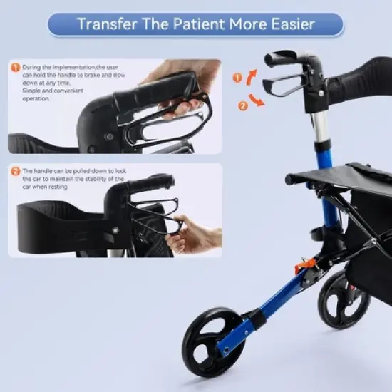 Topteng Four Wheel Walker Rollator with Adjustable Seat image {4}