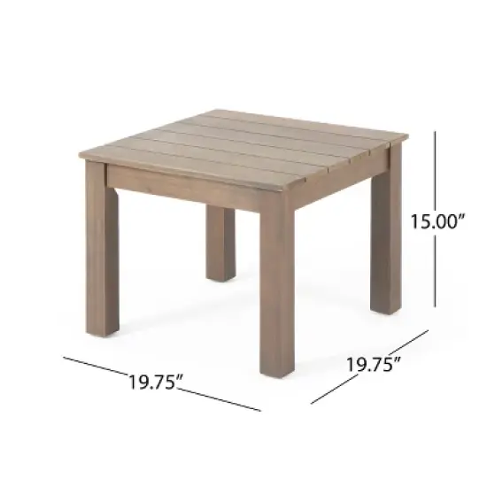 GDFStudio Cyril  Square Acacia Wood Slat Panel End Table image {2}