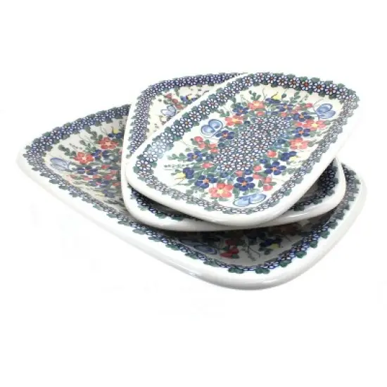 Blue Rose Polish Pottery 6200 Vena 3 Piece Rectangular Serving Set image {5}