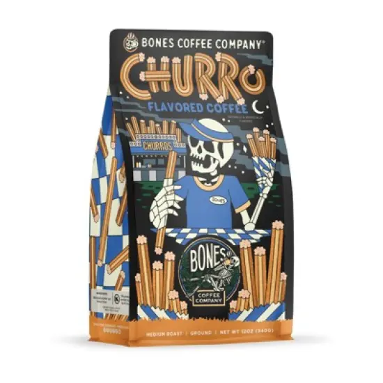 Bones Coffee Company Churro Ground Coffee Beans Churro Flavor 12 oz Medium Roast (Ground) image {2}