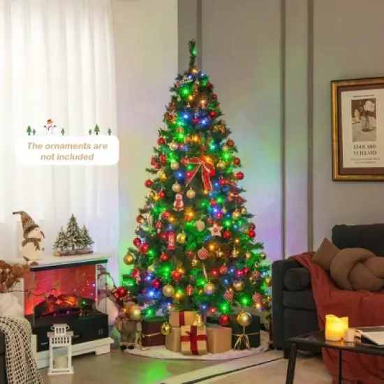 Costway 6FT/7FT Pre-Lit Hinged Christmas Tree with 260/350 Multi-Color Lights & 3-Minute Quick Shape No Fluffing Required image {1}