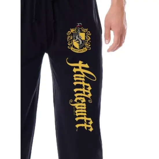 Harry Potter Men's Hogwarts House Hufflepuff Sleep Jogger Pajama Pants Black image {1}
