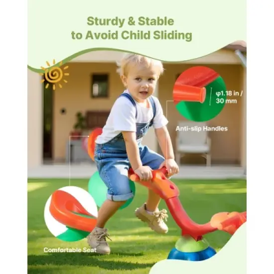 VEVOR Kids Seesaw, 55 lbs Load Capacity per Seat, Sit and Spin Teeter Totter, Swiveling 360 Degrees Rotating for Aged 3+, Orange&Blue&Green image {2}