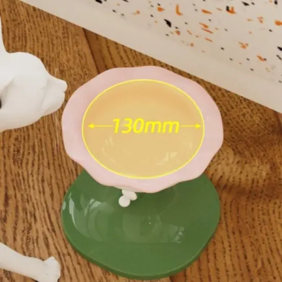 FairyLand&trade; Adjustable Elevated Cat Bowl &ndash; Ergonomic Tilted Raised Food & Water Dish, Flower Design, Anti-Vomit Feeding image {4}