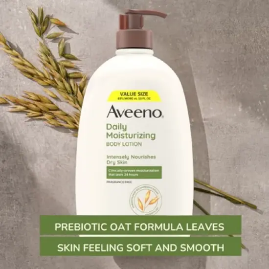 Aveeno Daily Moisture Lotion with Soothing Oats and Rich Emollients - Fragrance Free - 33 fl oz image {4}