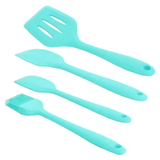 MegaChef Light Teal Silicone Cooking Utensils, Set of 12 image {1}