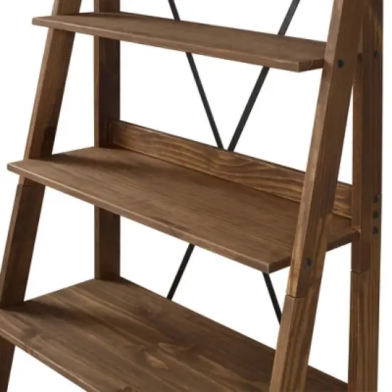 68.25" Boho 4 Tier Solid Wood Ladder Bookshelf Plant Stand - Saracina Home image {6}