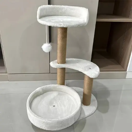 Multi-Layer Cat Tree Tower, Indoor Cat Furniture with Scratching Posts and Interactive Ball Toy, Stable Climbing Activity Center for Cats image {2}