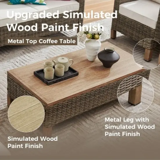 6 Piece Conversation Patio Set with Cushions and Coffee Table image {4}