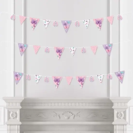 Big Dot of Happiness Beautiful Butterfly - DIY Floral Baby Shower or Birthday Party Pennant Garland Decoration - Triangle Banner - 30 Pieces image {6}