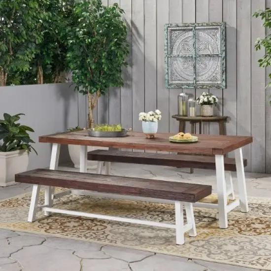 Carlisle 3pc Acacia Wood Picnic Dining Set - Christopher Knight Home image {9}