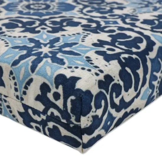 Indoor/Outdoor 2pc Woodblock Prism Blue Squared Corners Seat Cushion - Pillow Perfect image {2}