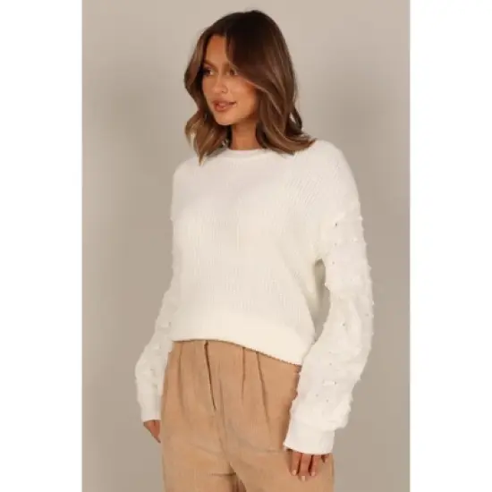 Petal and Pup Womens Katrina Textured Sleeve Crewneck Knit Sweater image {3}