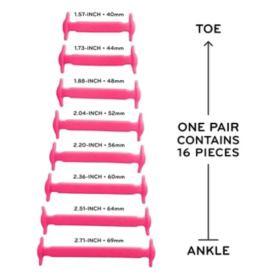The Original Stretchlace No-Tie Silicone Elastic Shoelaces &ndash; Pink Tieless Shoe Laces (1 Set) image {2}
