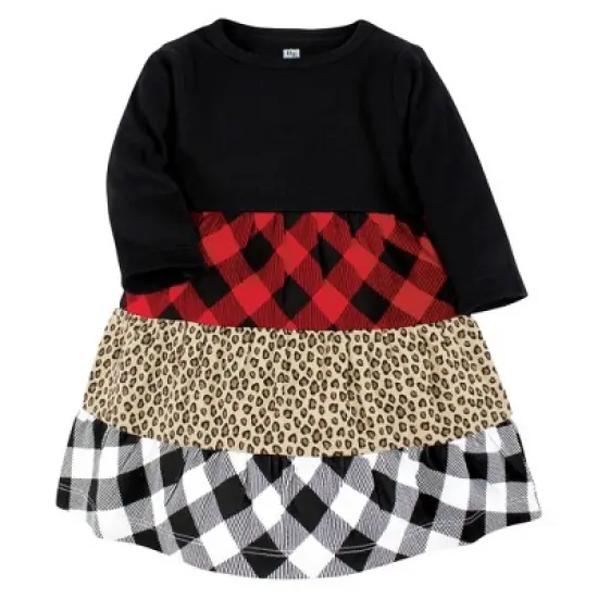 Hudson Baby Girl Cotton Dresses, Buffalo Plaid Leopard image {2}