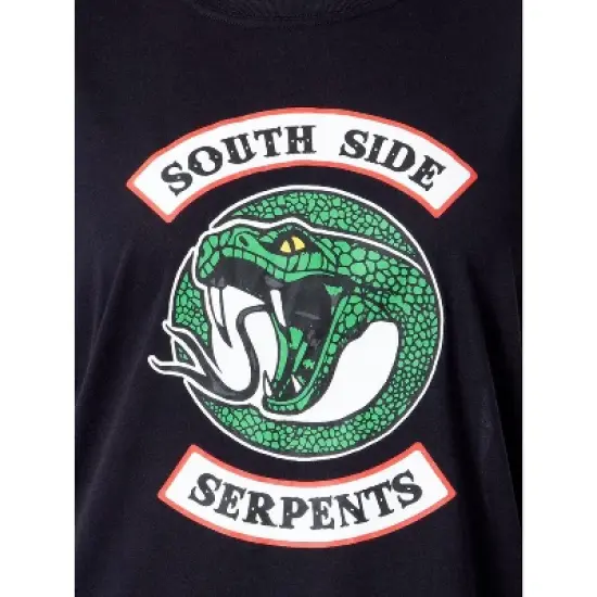 Riverdale Womens' Southside Serpents Sleep Pajama Set Short Crewneck Black image {3}