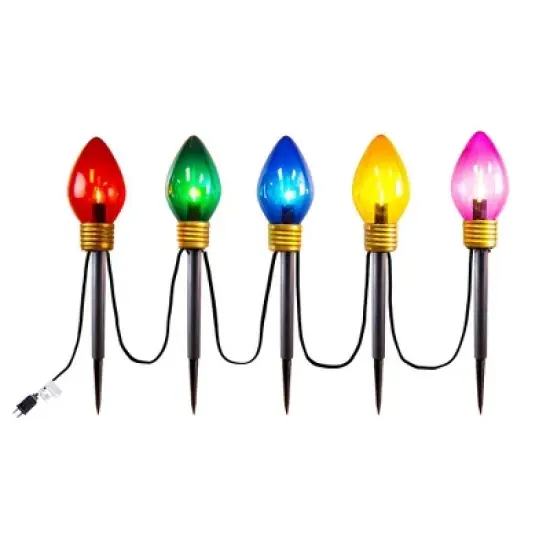 Novelty Lights 6 Feet Jumbo C7 LED Walkway Pathway Light Set, Multicolored, Comes with Light Stake image {3}