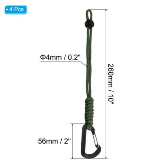 Unique Bargains Braided Wrist Polyester Keychain Badge Lanyard with Snap Hook 4 Pcs image {1}