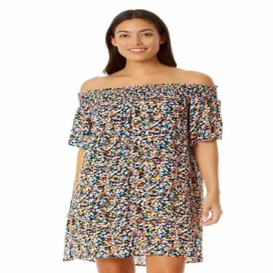 Anne Cole - Women's Smocked Off The Shoulder Swimsuit Cover Up image {2}